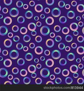 Seamless pattern different size colorful circles on violet background. Design can be used for textile, wrapping paper, banner