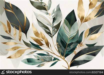 Seamless pattern. Floral wallpaper, gold, green, blue and gray color.. Seamless pattern. Floral wallpaper, gold, green, blue and gray color