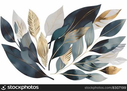 Seamless pattern. Floral wallpaper, gold, green, blue and gray color.. Seamless pattern. Floral wallpaper, gold, green, blue and gray color