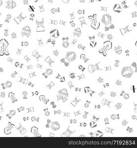 Seamless pattern line art female lingerie collection. Lace underwear set , panties, bras, knickers isolated on white background. Vector illustration.. Seamless pattern line art female lingerie collection.