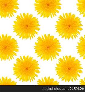Seamless pattern made from dandelion yellow flowers isolated on a white background.. Seamless pattern made from dandelion yellow flowers isolated on white background.