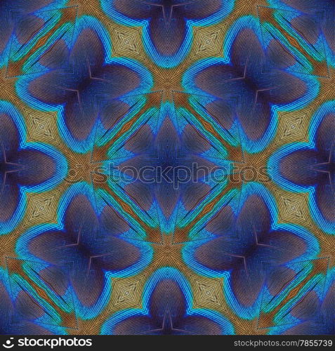 Seamless pattern made from green Peacock feather texture background