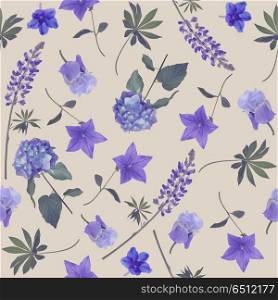 seamless pattern of blue flowers . Endless texture for your design.. seamless pattern of blue flowers