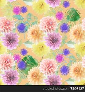 seamless pattern of dahlia flowers . seamless floral pattern