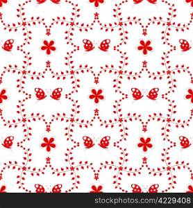Seamless pattern of floral and butterfly