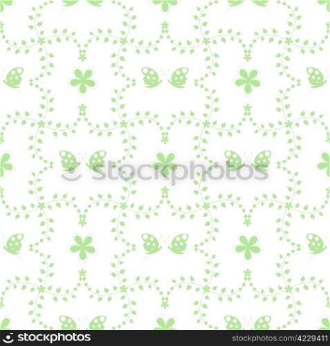Seamless pattern of floral and butterfly