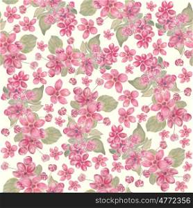 seamless pattern of pink apple tree flowers. seamless pattern of pink flowers