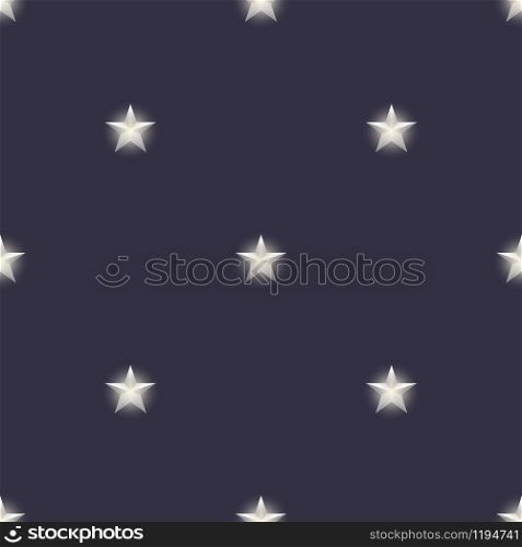 Seamless pattern of shining vector stars. Repeating gradient silver shapes background.