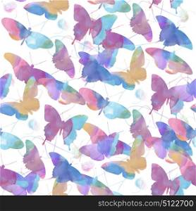 seamless pattern of watercolor butterflies . Endless texture for your design.. seamless pattern of watercolor butterflies