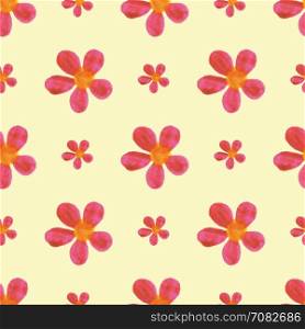 Seamless pattern of watercolor repeating little red flowers.