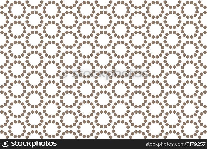 Seamless pattern. White background and shaped dotted circle in brown color.