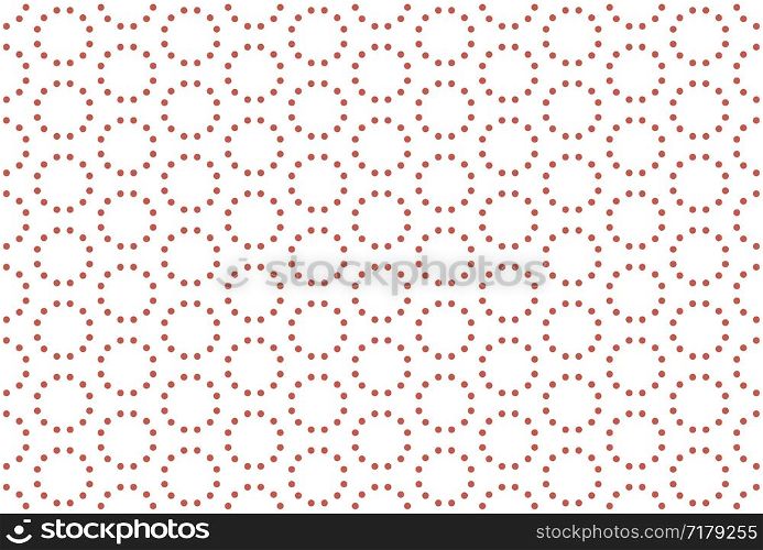 Seamless pattern. White background and shaped dotted circle in red color.