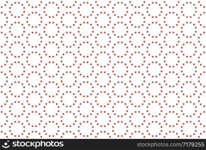 Seamless pattern. White background and shaped dotted circle in red color.