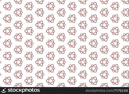 Seamless pattern. White background and shaped six rayed stars with three pointed stars in light and dark red colors.