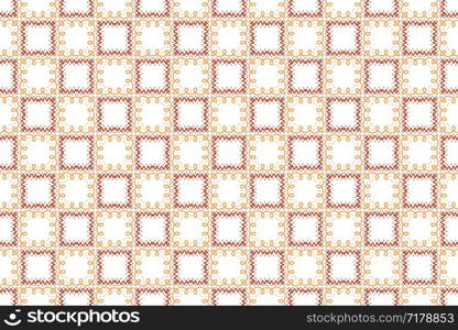 Seamless pattern. White background and shaped square and wavy lines with dots in brown color tones.