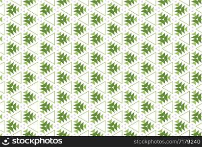Seamless pattern. White background and shaped triangles and arrows in grey, dark and light green colors.