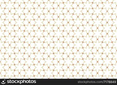 Seamless pattern. White background and six rayed stars with diamonds in brown color tones.