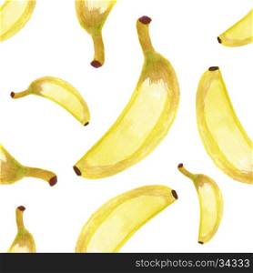 Seamless pattern with banana. Hand drawn watercolor banana background.