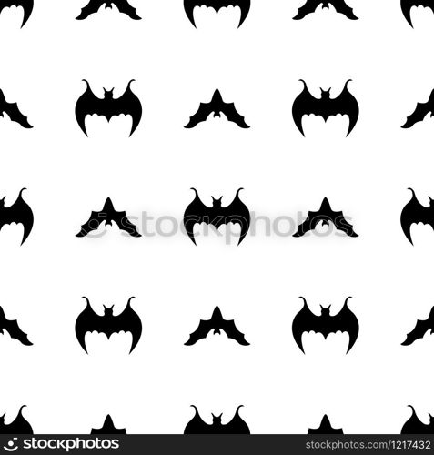 Seamless pattern with black silhouette of bats. Halloween texture. Vector illustration for design, web, wrapping paper, fabric.