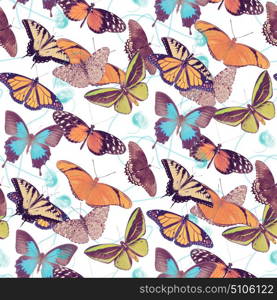 seamless pattern with butterflies on white background. seamless pattern with butterflies