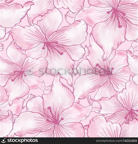 Seamless pattern with colorful lilies flower on pink background. Watercolor imitation Vector illustration of blooming floral for wedding invitations , textile prints, scrapbooking and greeting card design.. Seamless pattern with colorful lilies flower on white background.