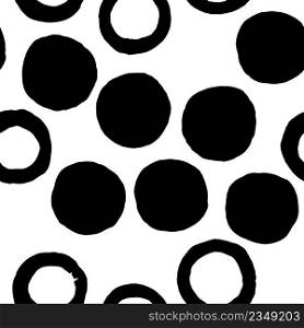 Seamless pattern with dots circles. Black stains on white background.. Black and white seamless texture with circles