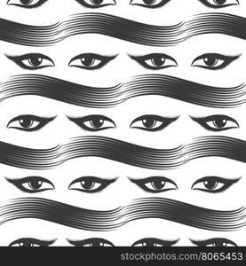 Seamless pattern with eyes and mascara. Seamless pattern with eyes and mascara smear vector illustration