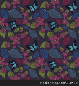 seamless pattern with flowers and butterfly. Endless texture for your design.. seamless pattern with flowers and butterfly