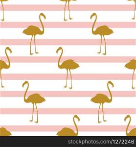 Seamless pattern with golden flamingos. Can be used for textile, wrapping, fabric, covering etc. Seamless pattern with golden flamingos. Can be used for textile, wrapping, covering, fabric etc