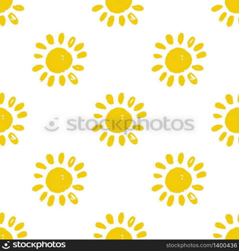 Seamless pattern with hand drawn doodle suns.