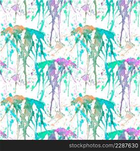 Seamless pattern with hand drawn splashes and stains. Abstract colorful watercolor background on white.