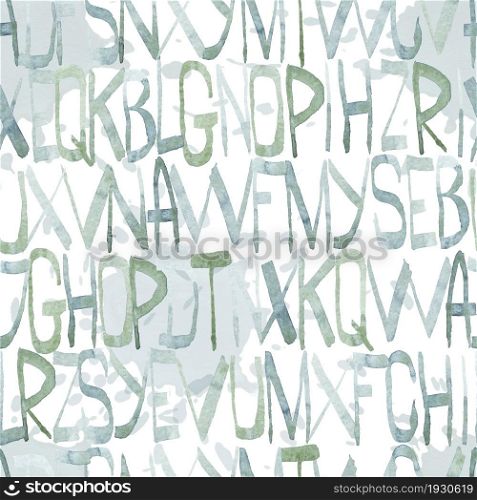 Seamless pattern with handwriten letters. Abstract font illustration. Design for wallpaper, fabric.