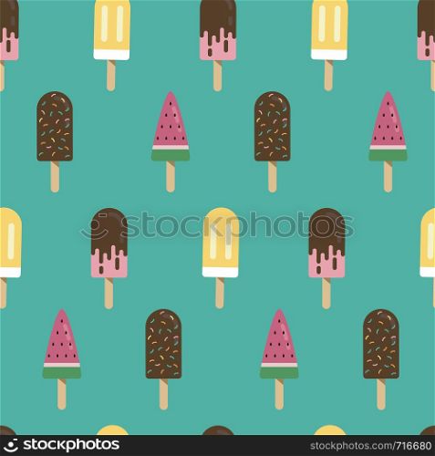 Seamless pattern with ice cream. Flat design.