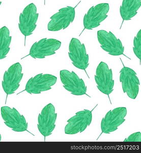 Seamless pattern with leaves. Watercolor illustration.