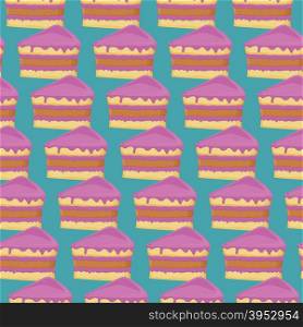 Seamless pattern with pieces of cakes.