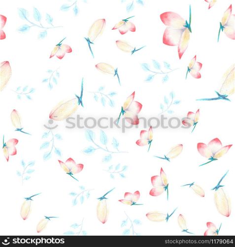 Seamless pattern with pink hellebore flowers, buds, leaves, decorative twigs on white isolated . Watercolor illustration, handmade. Seamless pattern with pink hellebore flowers, buds, leaves, decorative twigs on white isolated . Watercolor illustration, handmade.