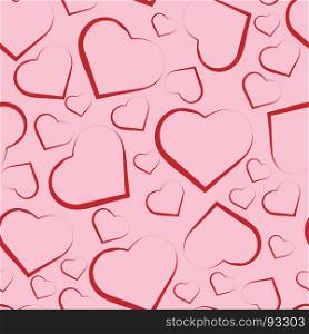 Seamless pattern with red hearts on pink. seamless pattern with red hearts on pink background.