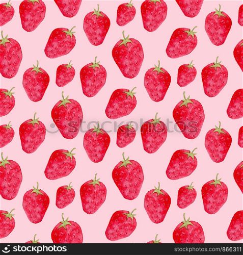 Seamless pattern with ripe strawberry . Cute background in watercolor. Sweet berry packaging design or wrapping paper. Homemade decoration for jam. Seamless pattern with ripe strawberry . Cute background in watercolor. Sweet berry packaging design or wrapping paper. Homemade decoration for jam.
