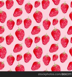 Seamless pattern with ripe strawberry . Cute background in watercolor. Sweet berry packaging design or wrapping paper. Homemade decoration for jam. Seamless pattern with ripe strawberry . Cute background in watercolor. Sweet berry packaging design or wrapping paper. Homemade decoration for jam.
