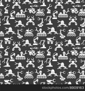 Seamless pattern with robot arms elements. Seamless pattern with robot arms elements on black background, vector illustration
