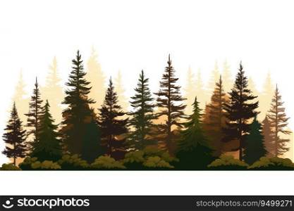 Seamless pattern with silhouettes of trees on white background