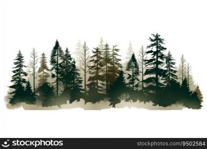 Seamless pattern with silhouettes of trees on white background