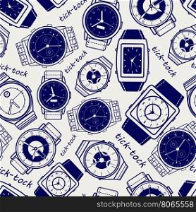 Seamless pattern with watches. Seamless pattern with watches ball pen imitation vector