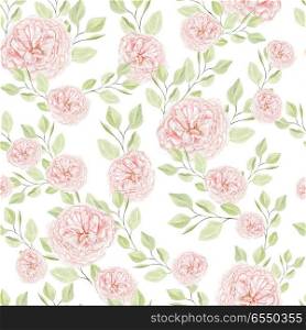 Seamless pattern with watercolor roses flowers. Illustration. Seamless pattern with watercolor roses flowers. . Seamless pattern with watercolor roses flowers. Illustration