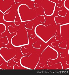 Seamless pattern with white hearts on red. seamless pattern with white hearts on red background.