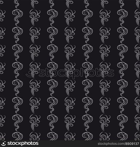 Seamless pattern with white smoke smells. Monochromic seamless pattern with white smoke smells on black backdrop. Vector illustration