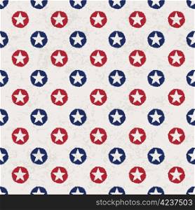 Seamless polka dot pattern with stars in american national flag colour gamut. Vector illustration, EPS 10.