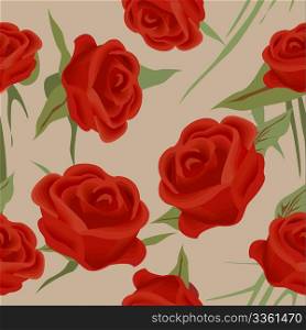 Seamless red roses background, pattern