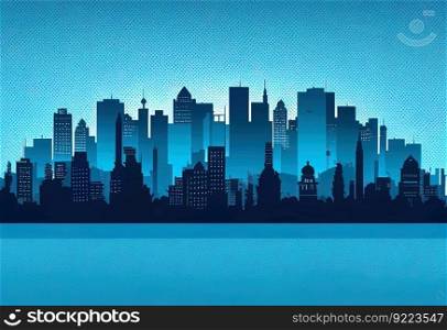 Seamless silhouette of the city illustration. AI generative.