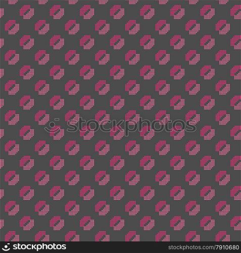 Seamless stylish geometric background. Modern abstract pattern. Flat textured design.Colored geometrical pattern with pink dotted lips.